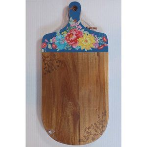 Pioneer Woman Fancy Flourish (Blue Floral) Acacia Wood Charcuterie Board, New